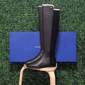 Stuart Weitzman Keelan City Boots, Microstretch and Leather, Size 10